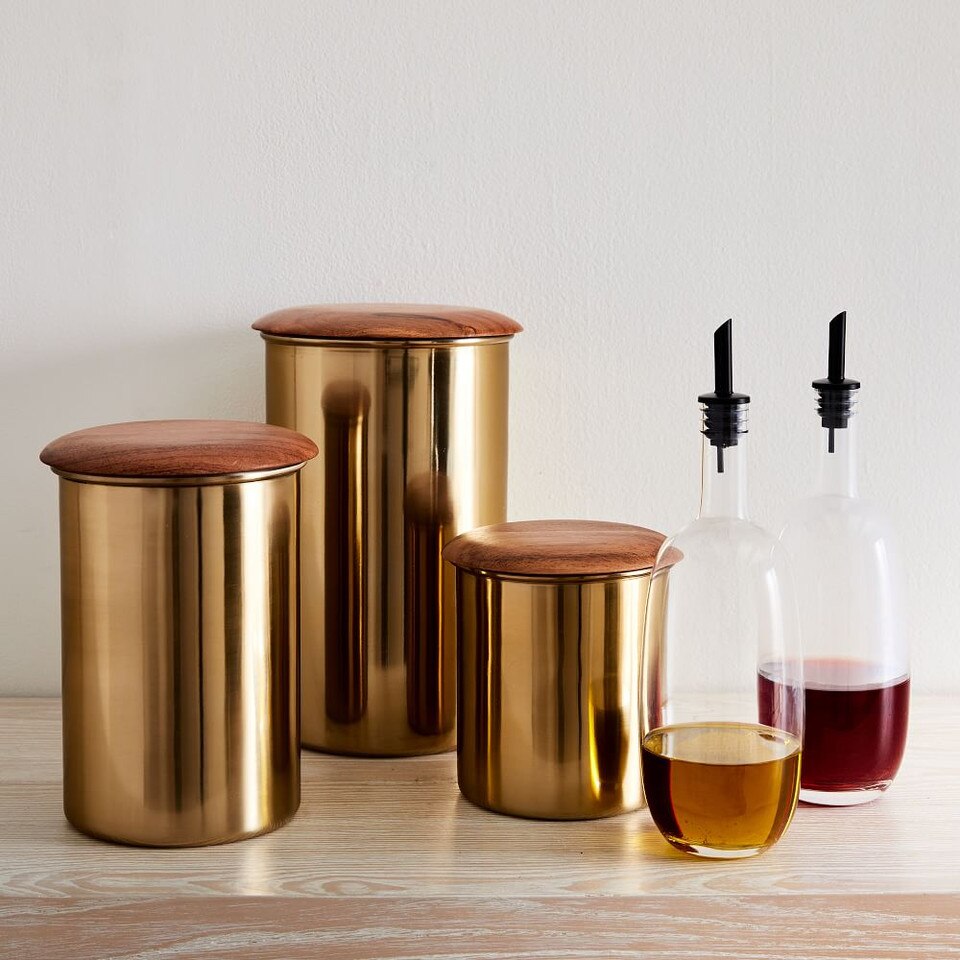 Reid Steel & Wood Top Kitchen Canisters West Elm UK